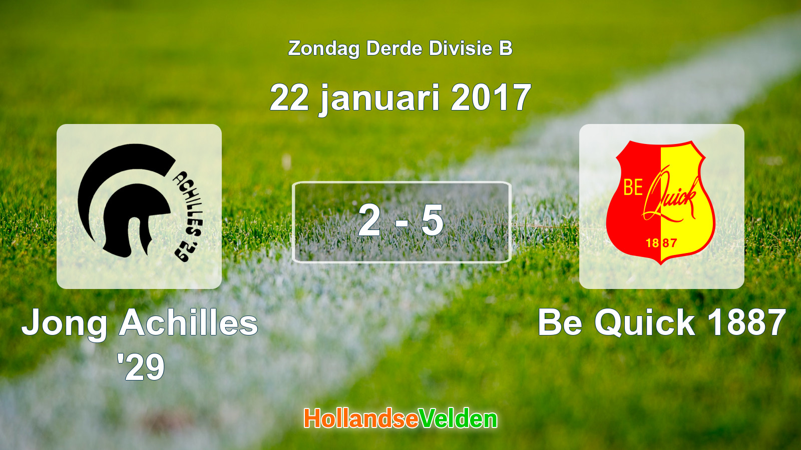 Gespeelde wedstrijd: Jong Achilles '29 - Be Quick 1887 2 - 5 (22 januari 2017)