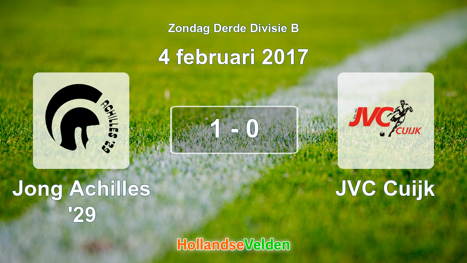 Gespeelde wedstrijd: Jong Achilles '29 - JVC Cuijk 1 - 0 (4 februari 2017)