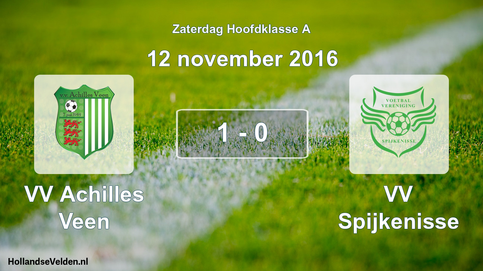 Gespeelde wedstrijd: VV Achilles Veen - VV Spijkenisse 1 - 0 (12 november 2016)