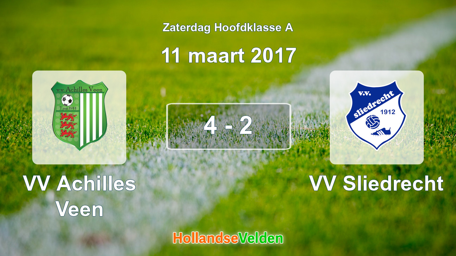 Gespeelde wedstrijd: VV Achilles Veen - VV Sliedrecht 4 - 2 (11 maart 2017)