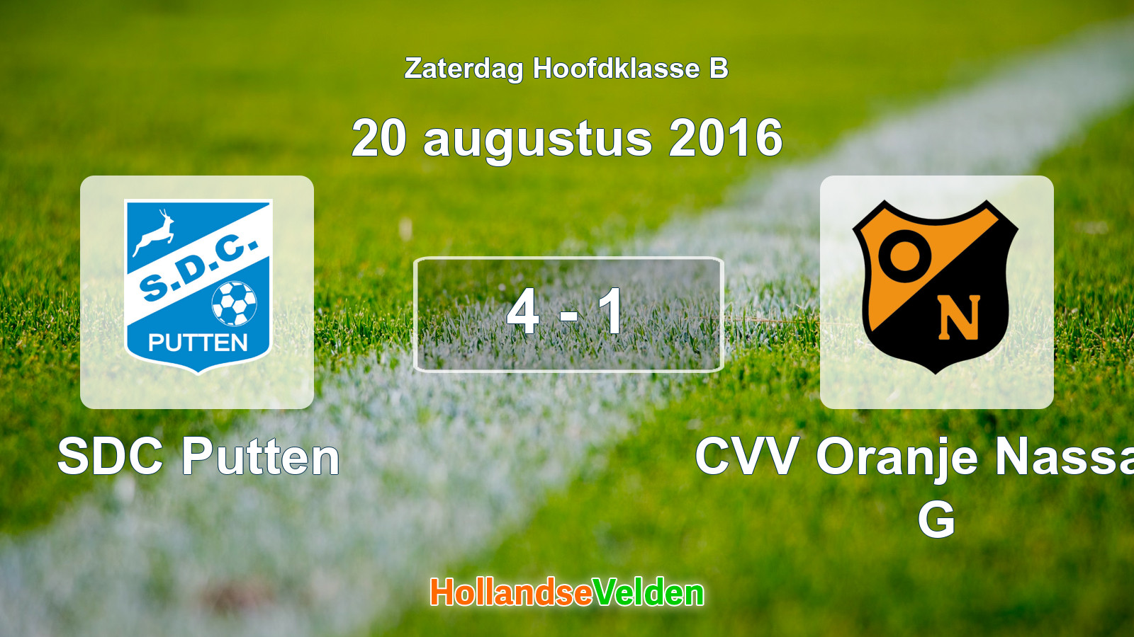 Gespeelde wedstrijd: SDC Putten - CVV Oranje Nassau G 4 - 1 (20 augustus 2016)