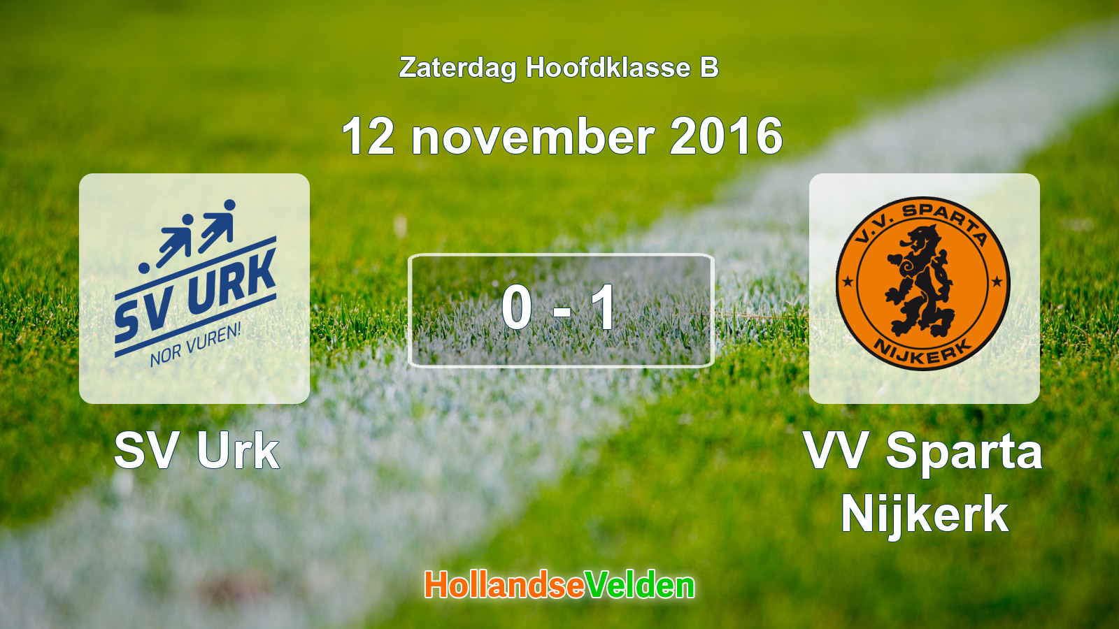 Gespeelde wedstrijd: SV Urk - VV Sparta Nijkerk 0 - 1 (12 november 2016)