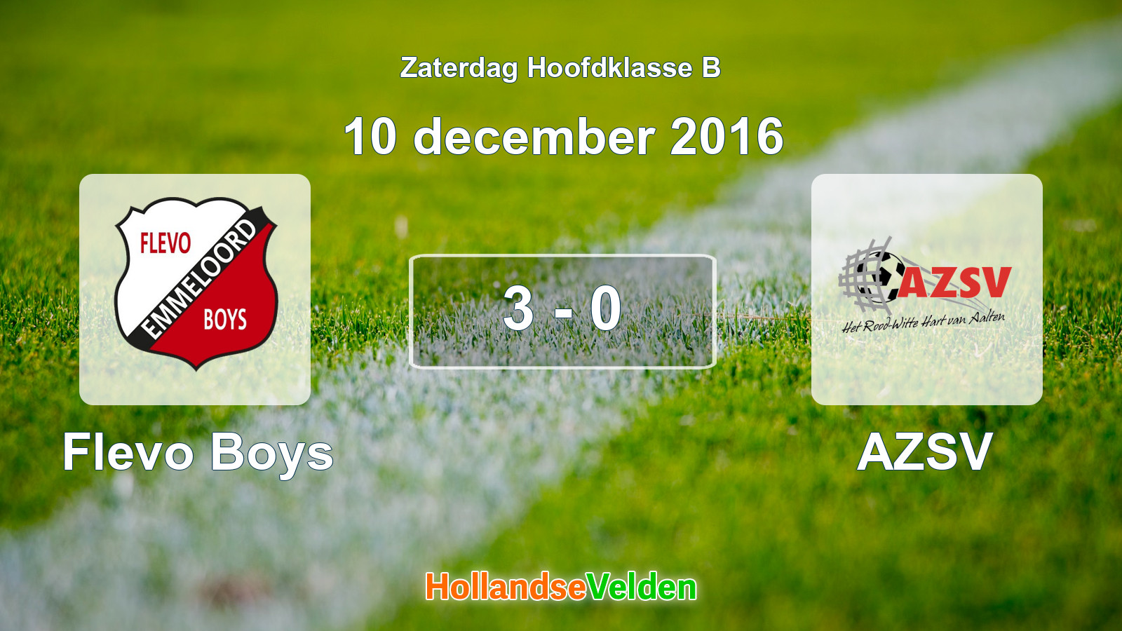 Gespeelde wedstrijd: Flevo Boys - AZSV 3 - 0 (10 december 2016)