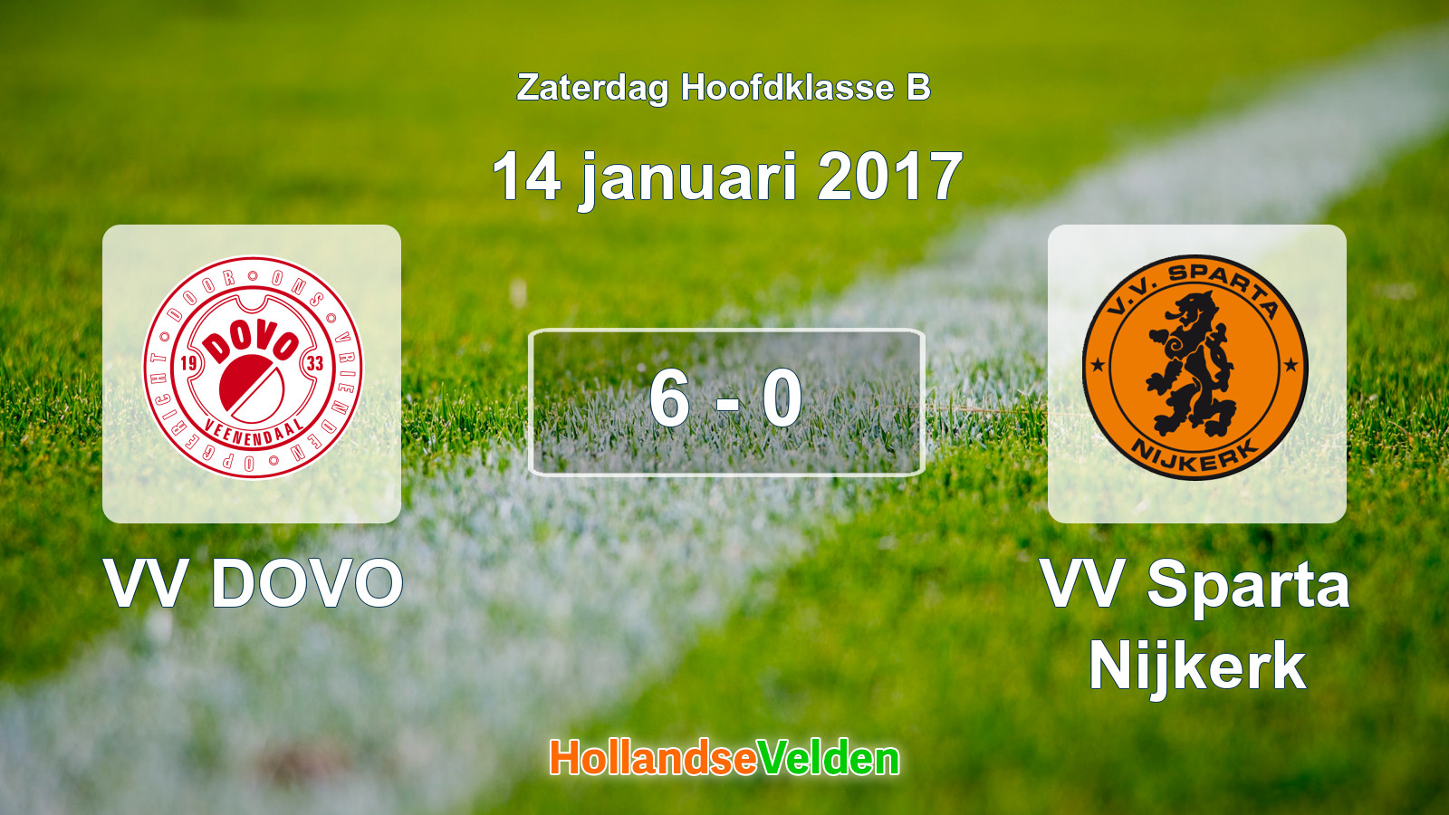 Gespeelde wedstrijd: VV DOVO - VV Sparta Nijkerk 6 - 0 (14 januari 2017)