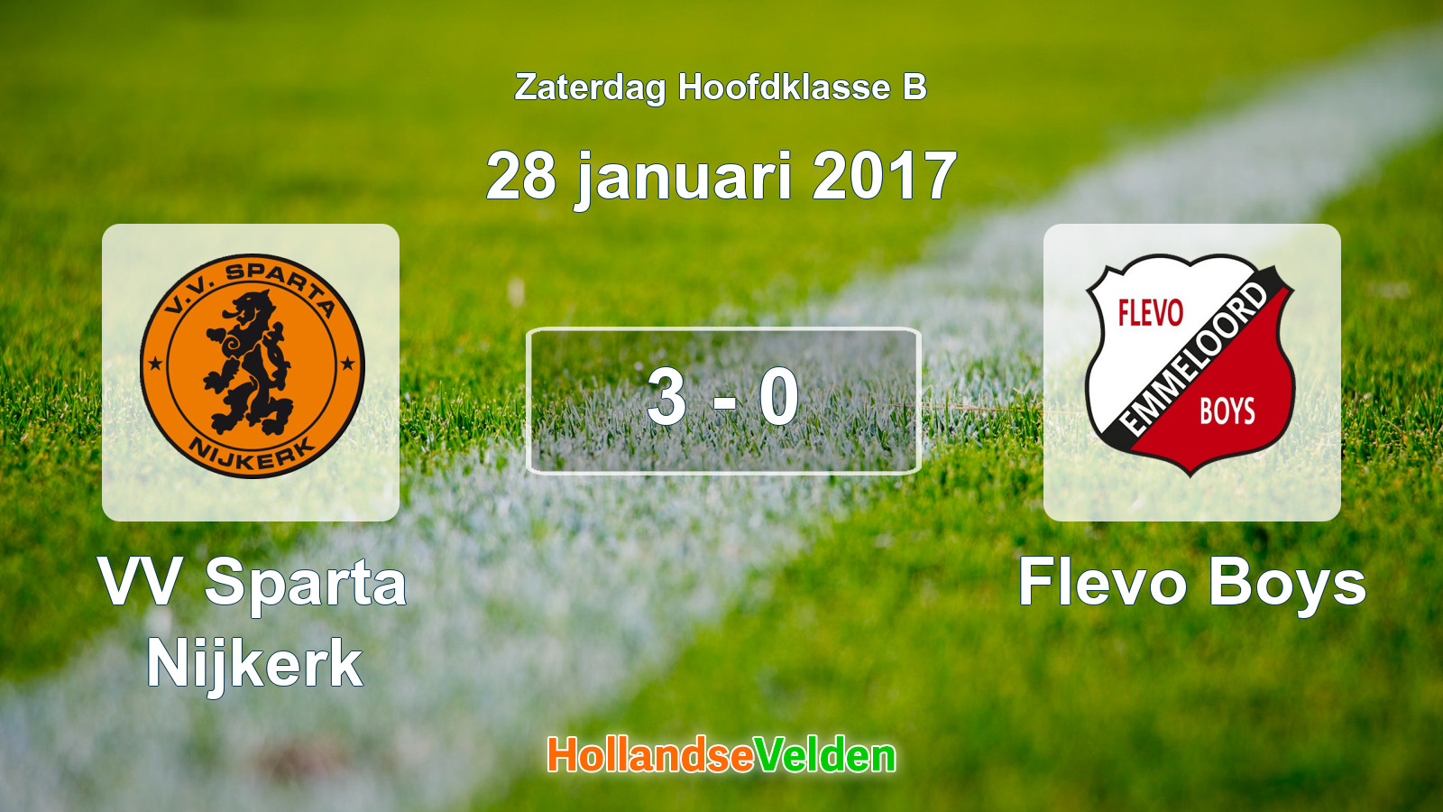 Gespeelde wedstrijd: VV Sparta Nijkerk - Flevo Boys 3 - 0 (28 januari 2017)