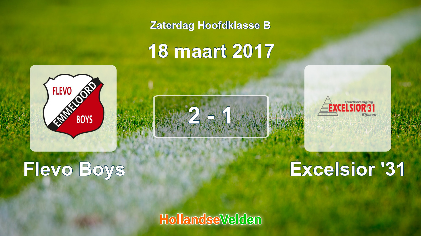 Gespeelde wedstrijd: Flevo Boys - Excelsior '31 2 - 1 (18 maart 2017)