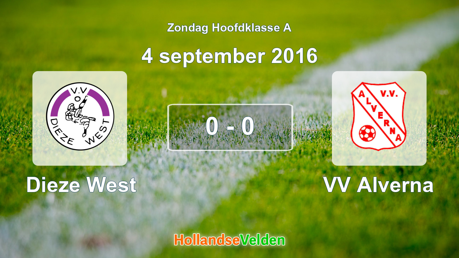Gespeelde wedstrijd: Dieze West - VV Alverna 0 - 0 (4 september 2016)