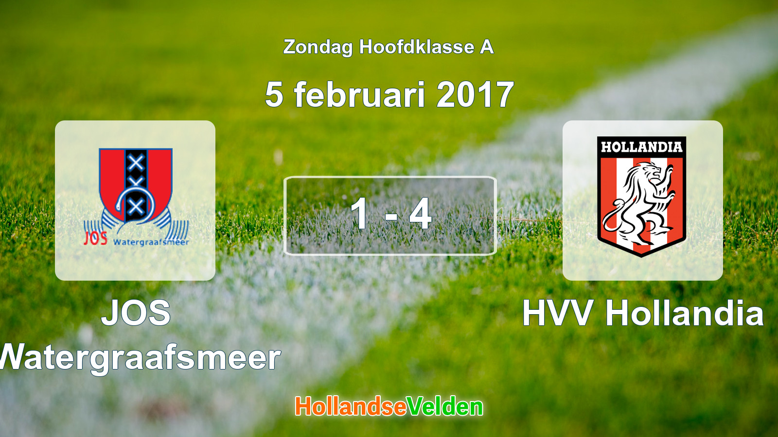 Gespeelde wedstrijd: JOS Watergraafsmeer - HVV Hollandia 1 - 4 (5 februari 2017)