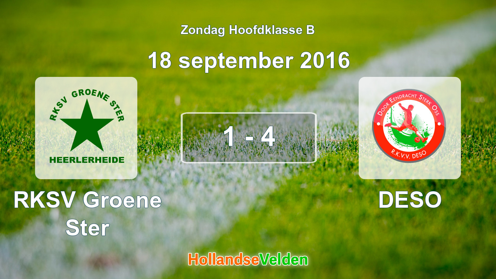 Gespeelde wedstrijd: RKSV Groene Ster - DESO 1 - 4 (18 september 2016)