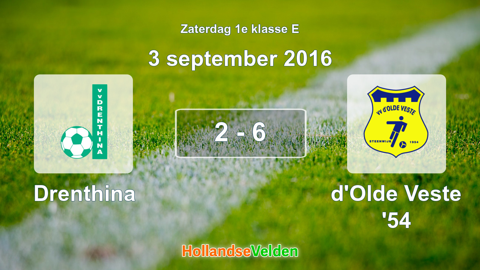 Gespeelde wedstrijd: Drenthina - d'Olde Veste '54 2 - 6 (3 september 2016)
