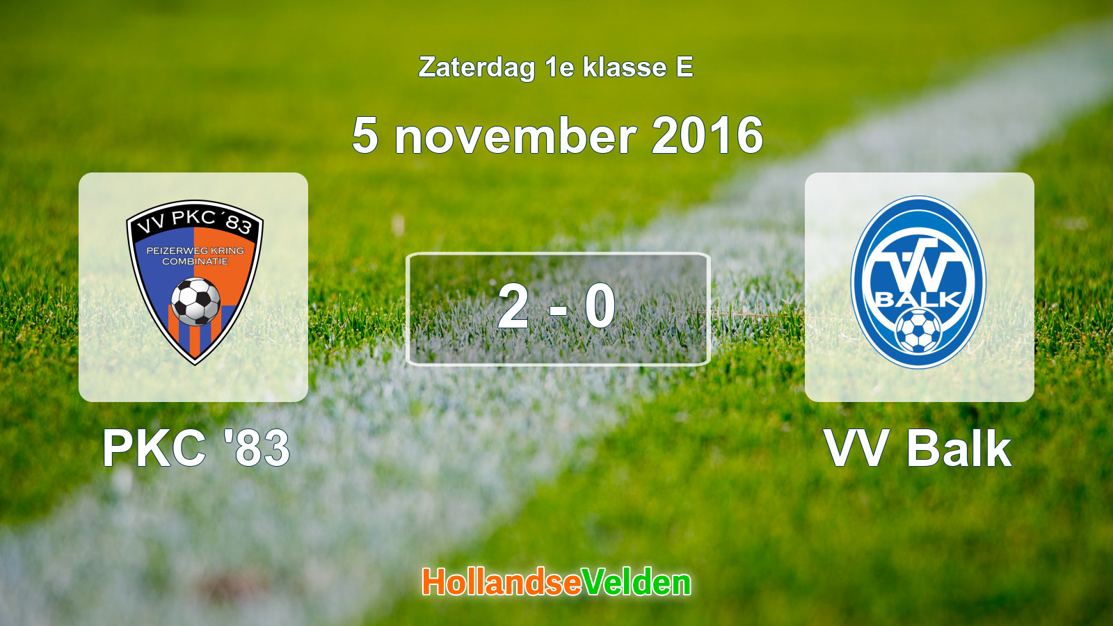 Gespeelde wedstrijd: PKC '83 - VV Balk 2 - 0 (5 november 2016)