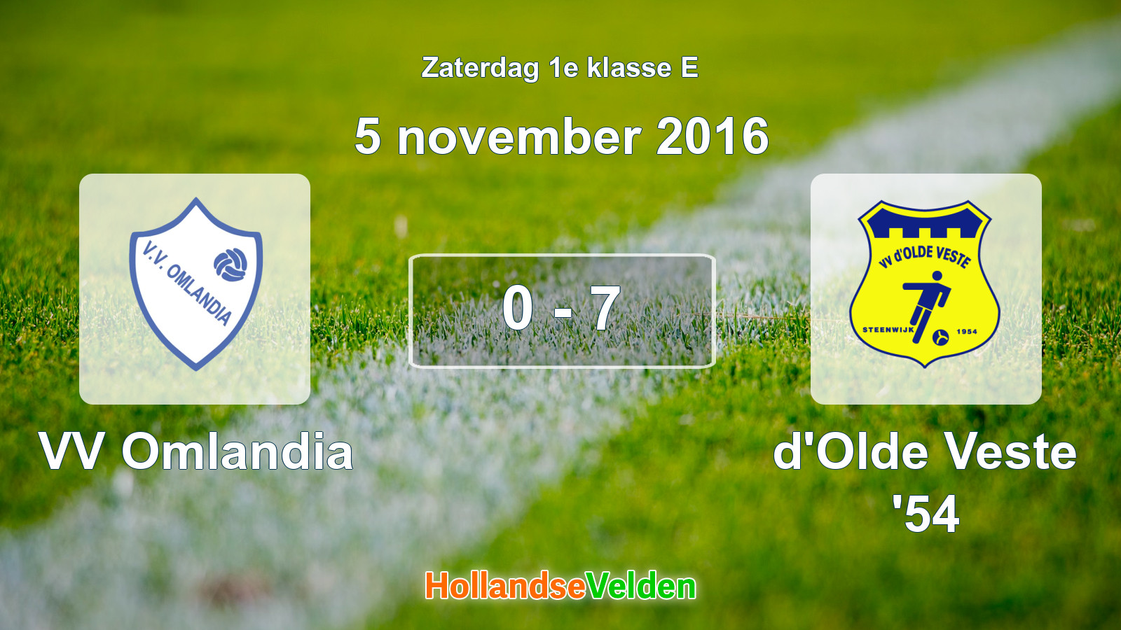 Gespeelde wedstrijd: VV Omlandia - d'Olde Veste '54 0 - 7 (5 november 2016)