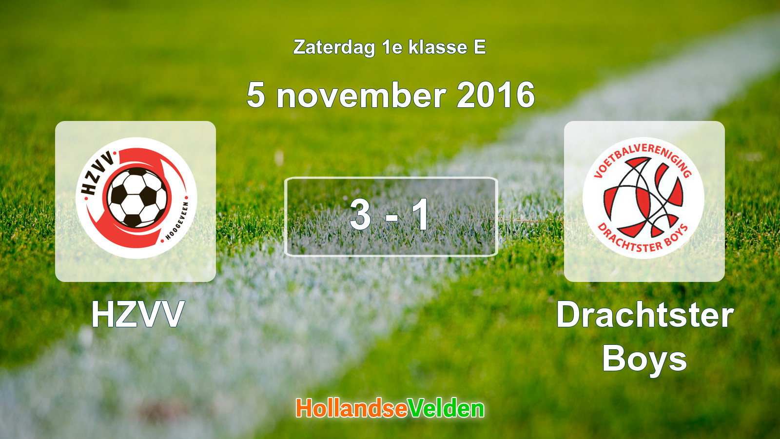 Gespeelde wedstrijd: HZVV - Drachtster Boys 3 - 1 (5 november 2016)