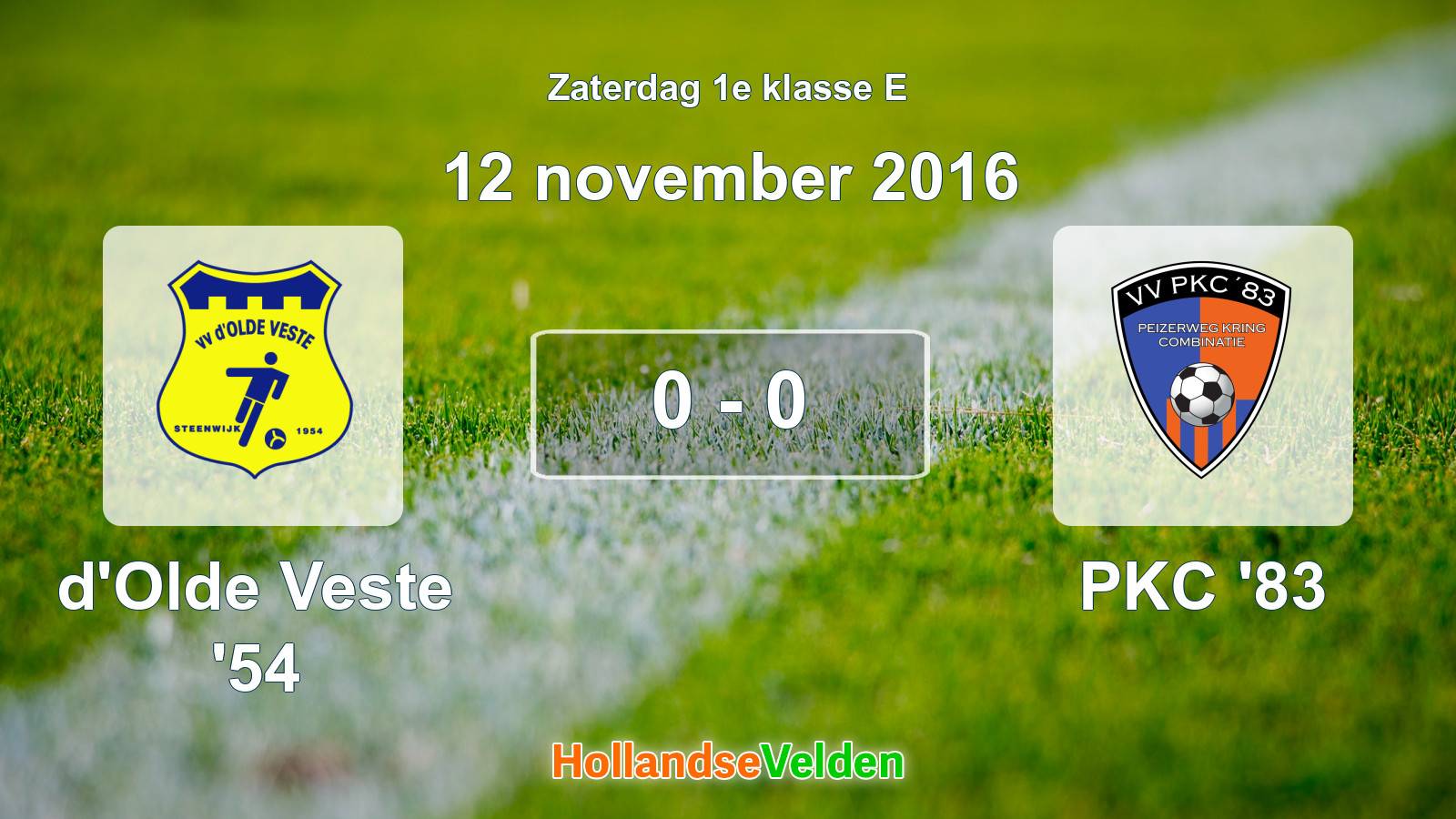Gespeelde wedstrijd: d'Olde Veste '54 - PKC '83 0 - 0 (12 november 2016)