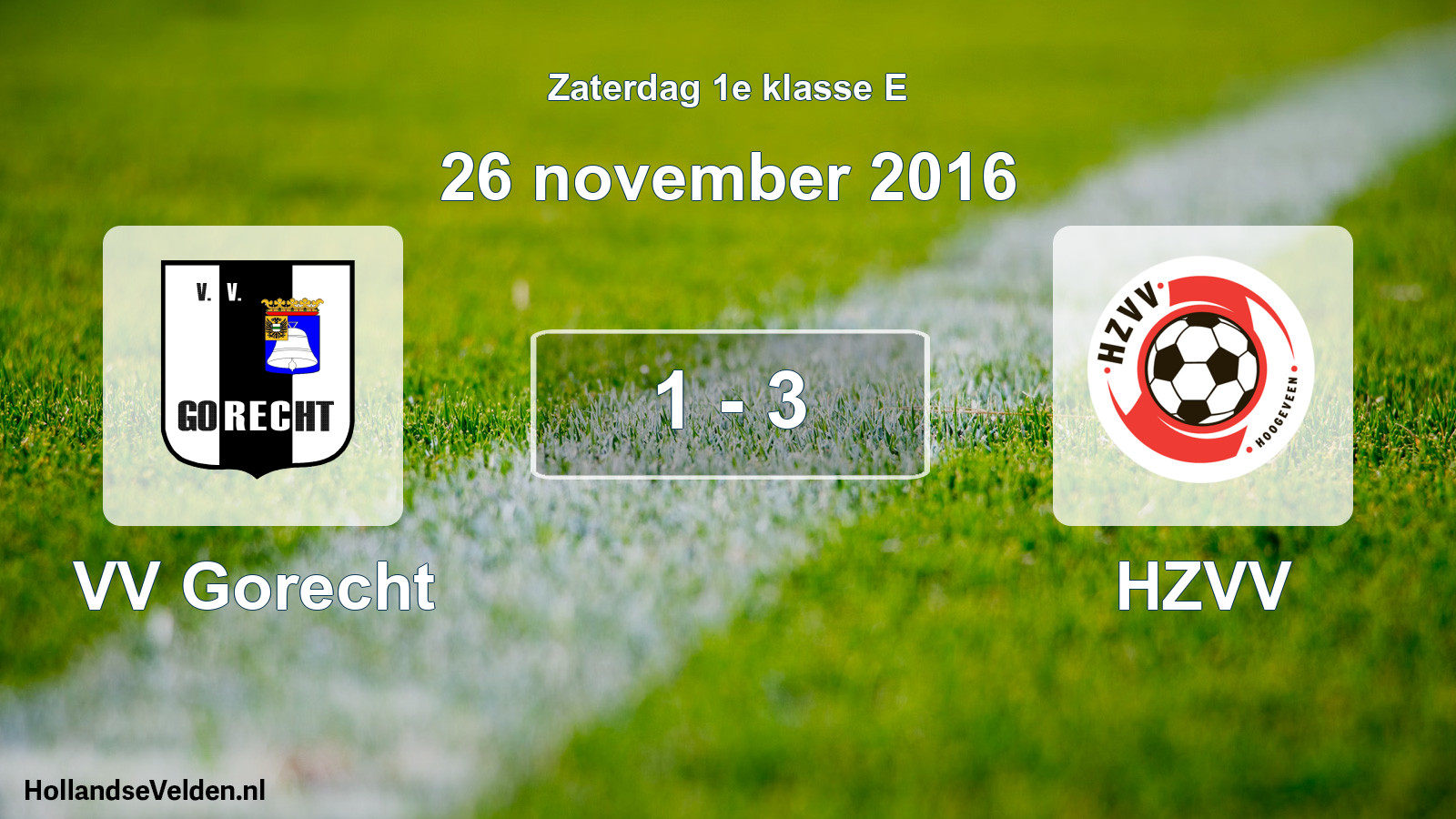Gespeelde wedstrijd: VV Gorecht - HZVV 1 - 3 (26 november 2016)