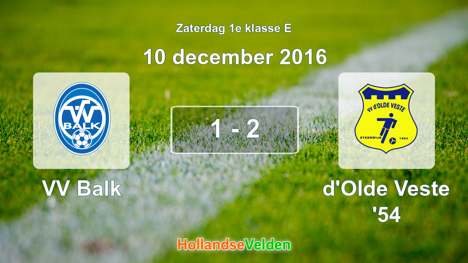 Gespeelde wedstrijd: VV Balk - d'Olde Veste '54 1 - 2 (10 december 2016)