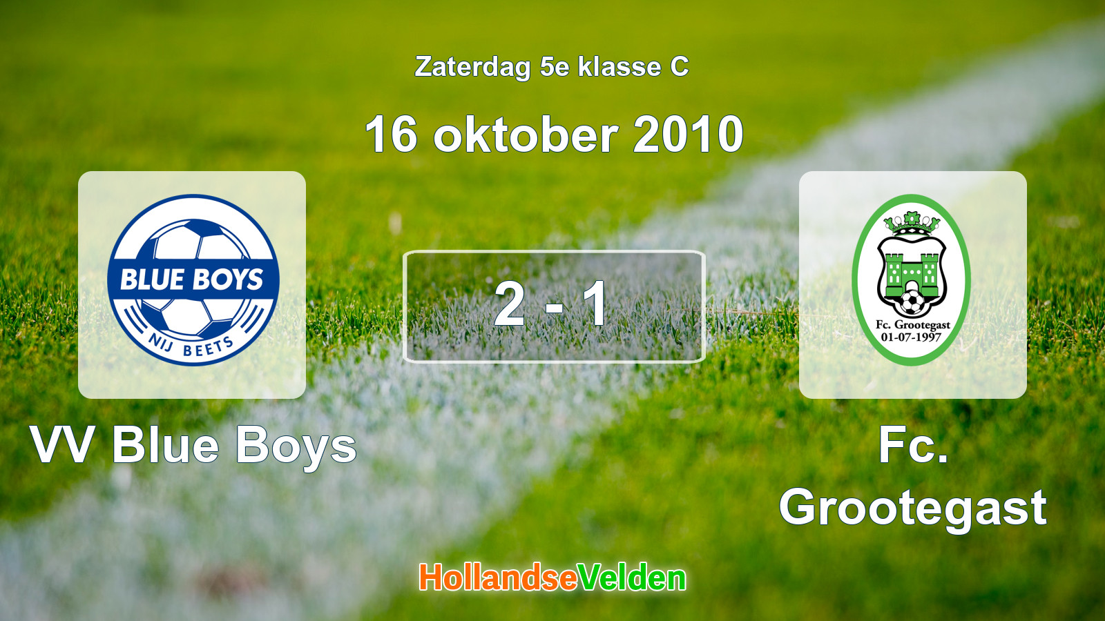 Gespeelde wedstrijd: VV Blue Boys - Fc. Grootegast 2 - 1 (16 oktober 2010)