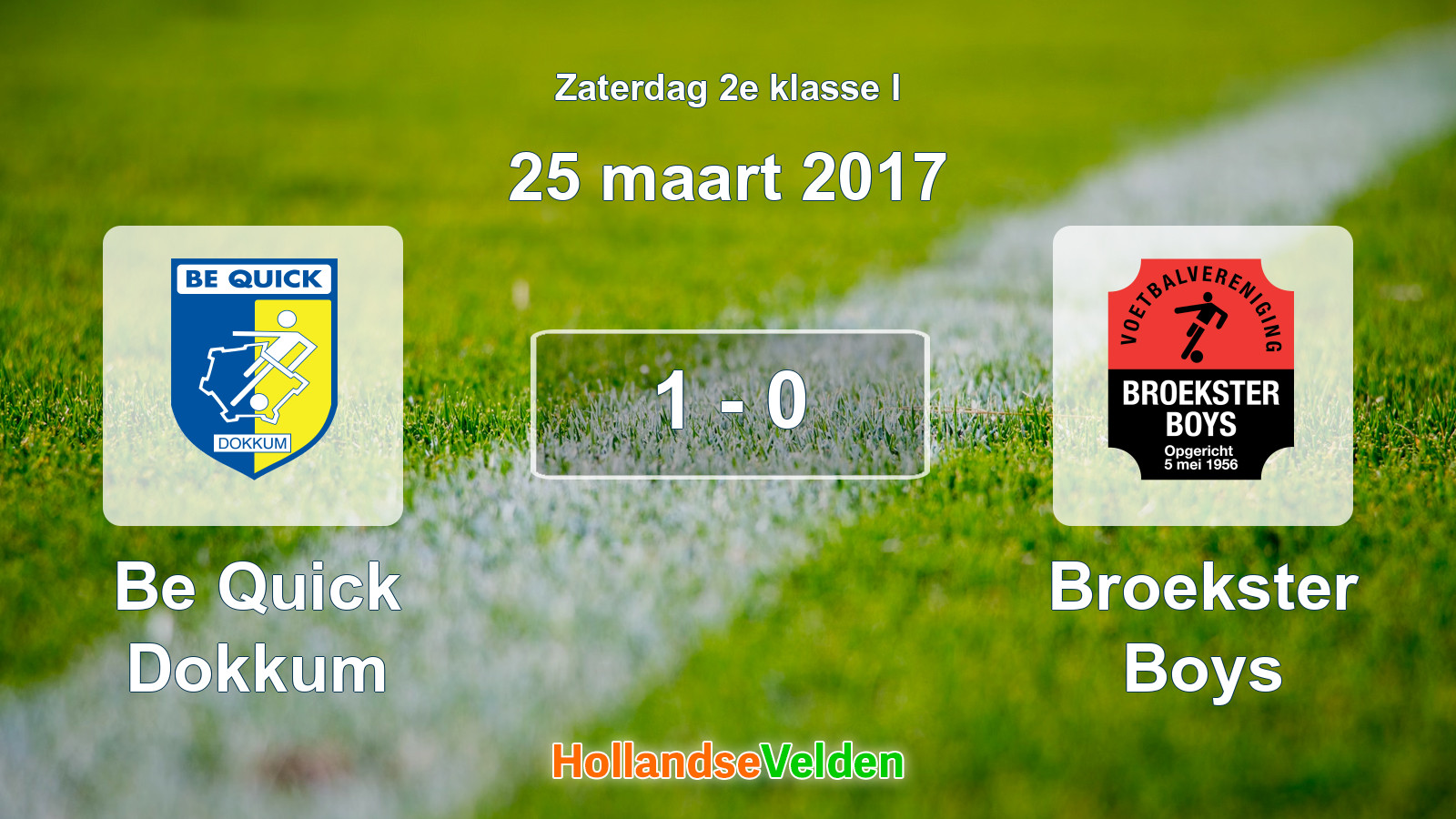 Gespeelde wedstrijd: Be Quick Dokkum - Broekster Boys 1 - 0 (25 maart 2017)