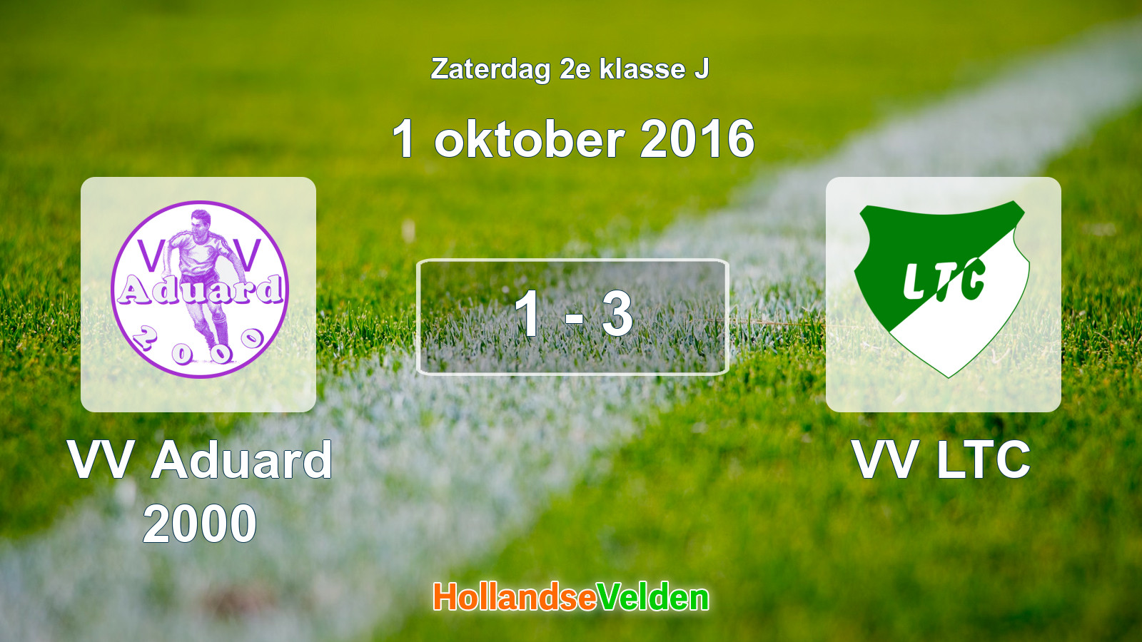 Gespeelde wedstrijd: VV Aduard 2000 - VV LTC 1 - 3 (1 oktober 2016)
