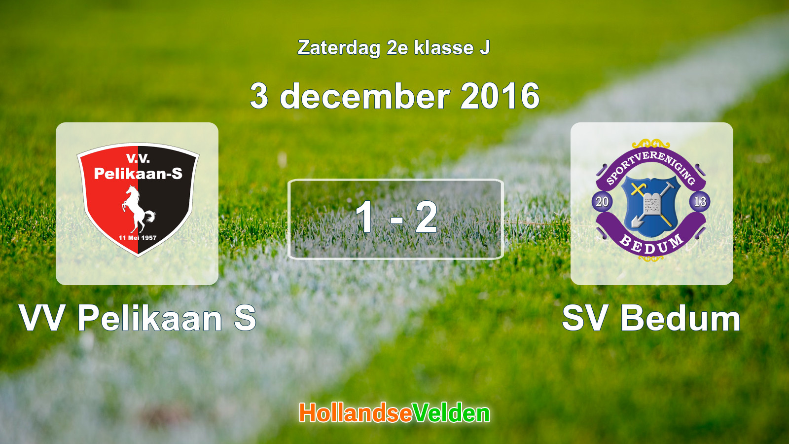 Gespeelde wedstrijd: VV Pelikaan S - SV Bedum 1 - 2 (3 december 2016)