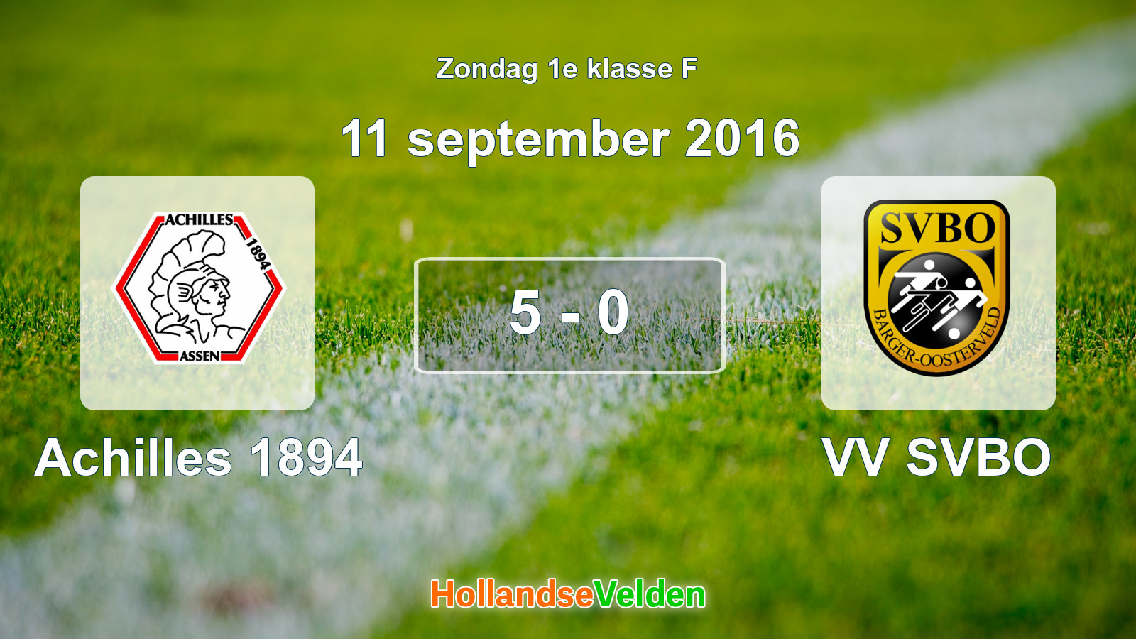 Gespeelde wedstrijd: Achilles 1894 - VV SVBO 5 - 0 (11 september 2016)