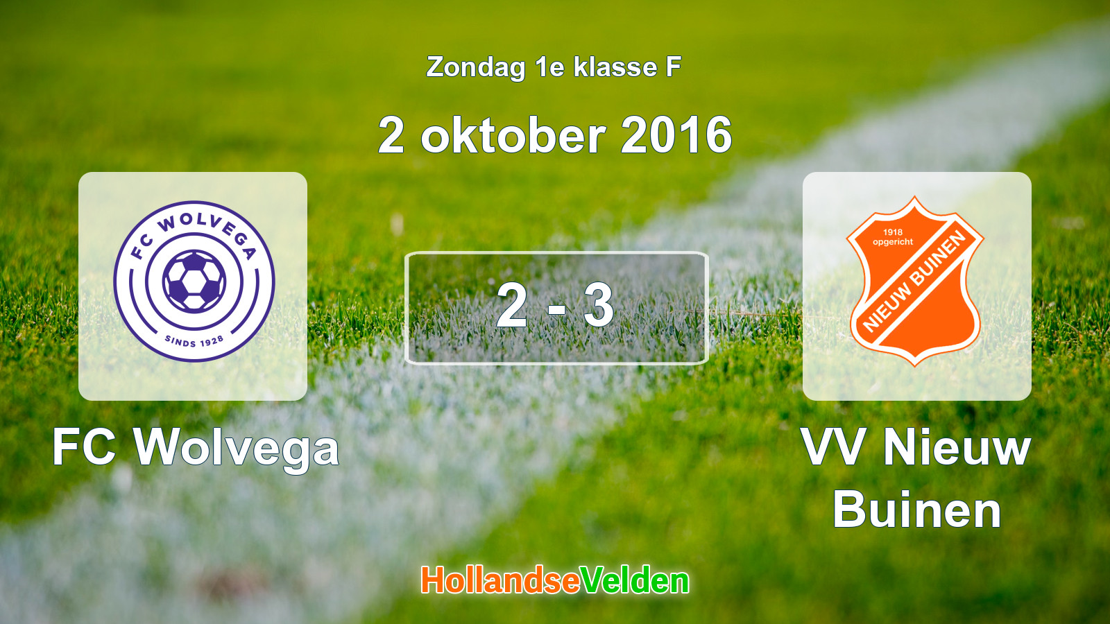 Gespeelde wedstrijd: FC Wolvega - VV Nieuw Buinen 2 - 3 (2 oktober 2016)