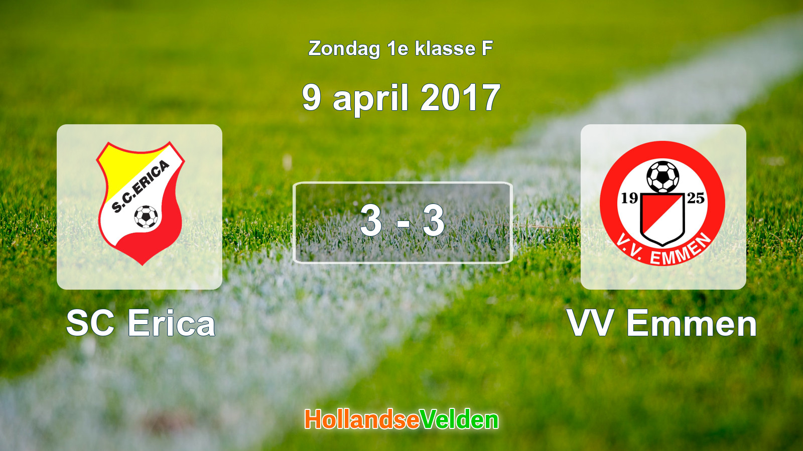 Gespeelde wedstrijd: SC Erica - VV Emmen 3 - 3 (9 april 2017)