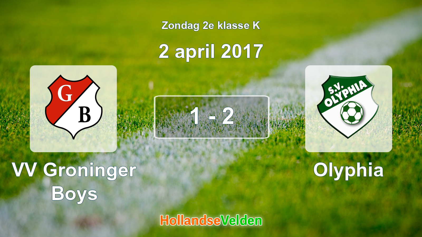Gespeelde wedstrijd: VV Groninger Boys - Olyphia 1 - 2 (2 april 2017)