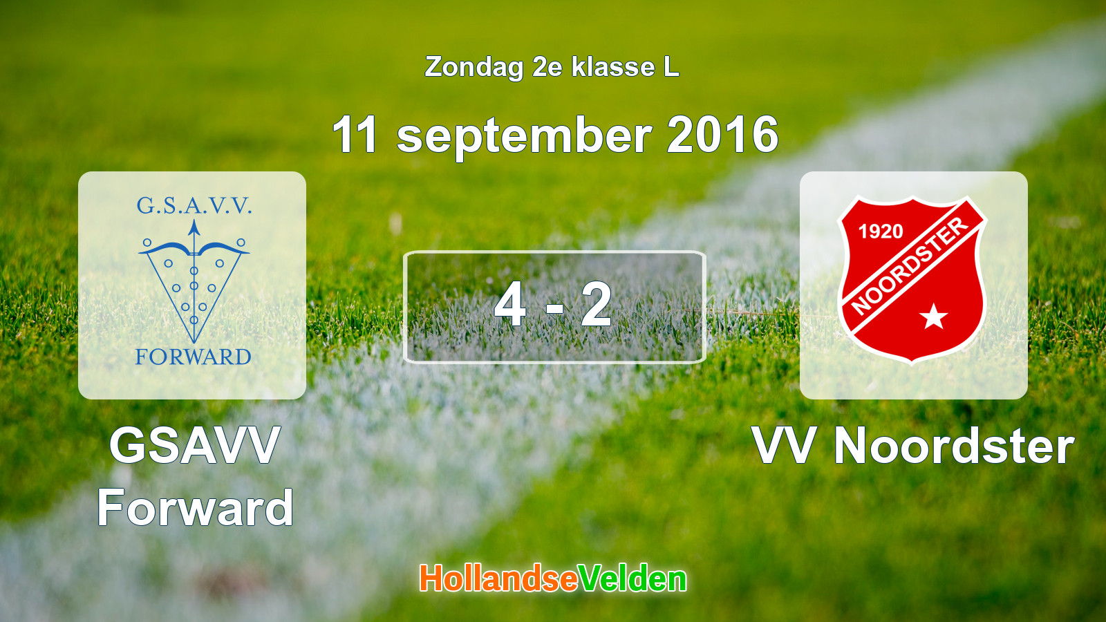Gespeelde wedstrijd: GSAVV Forward - VV Noordster 4 - 2 (11 september 2016)