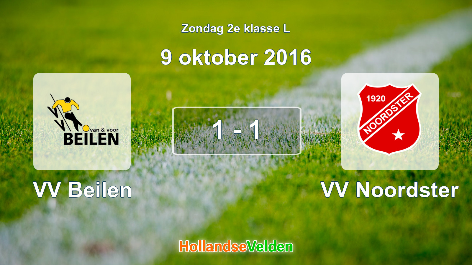 Gespeelde wedstrijd: VV Beilen - VV Noordster 1 - 1 (9 oktober 2016)