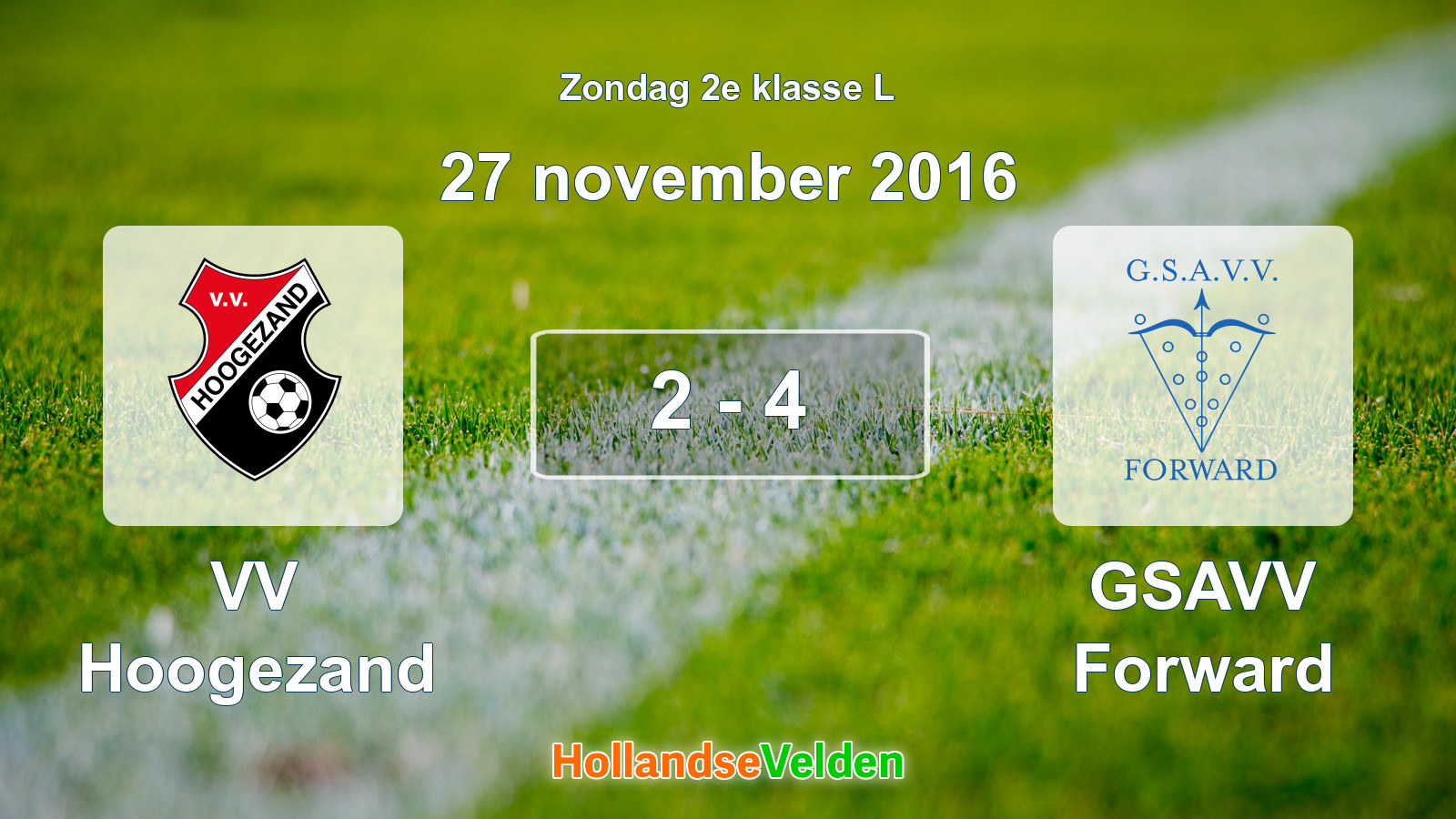Gespeelde wedstrijd: VV Hoogezand - GSAVV Forward 2 - 4 (27 november 2016)