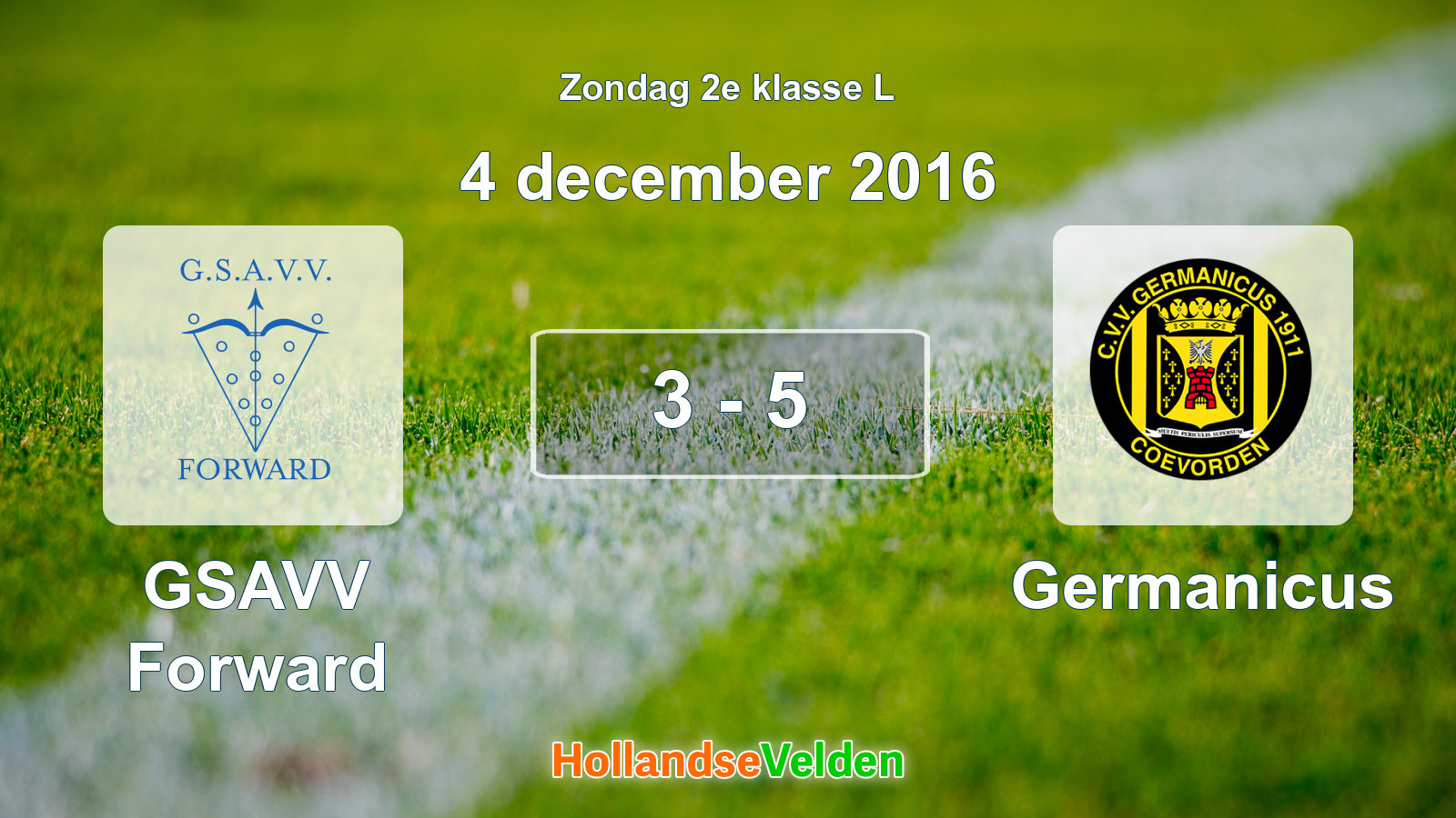Gespeelde wedstrijd: GSAVV Forward - Germanicus 3 - 5 (4 december 2016)