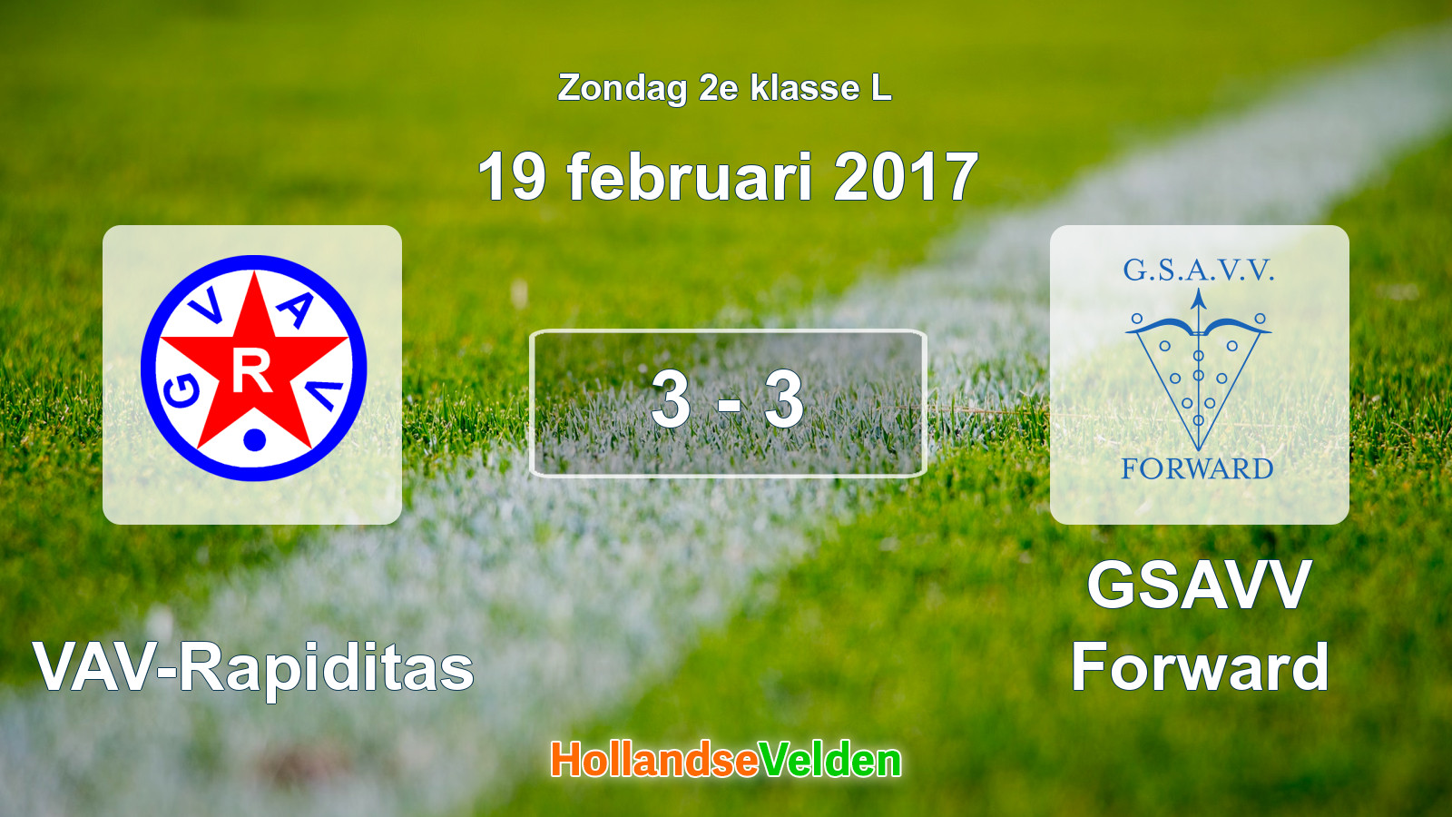Gespeelde wedstrijd: GVAV-Rapiditas - GSAVV Forward 3 - 3 (19 februari 2017)