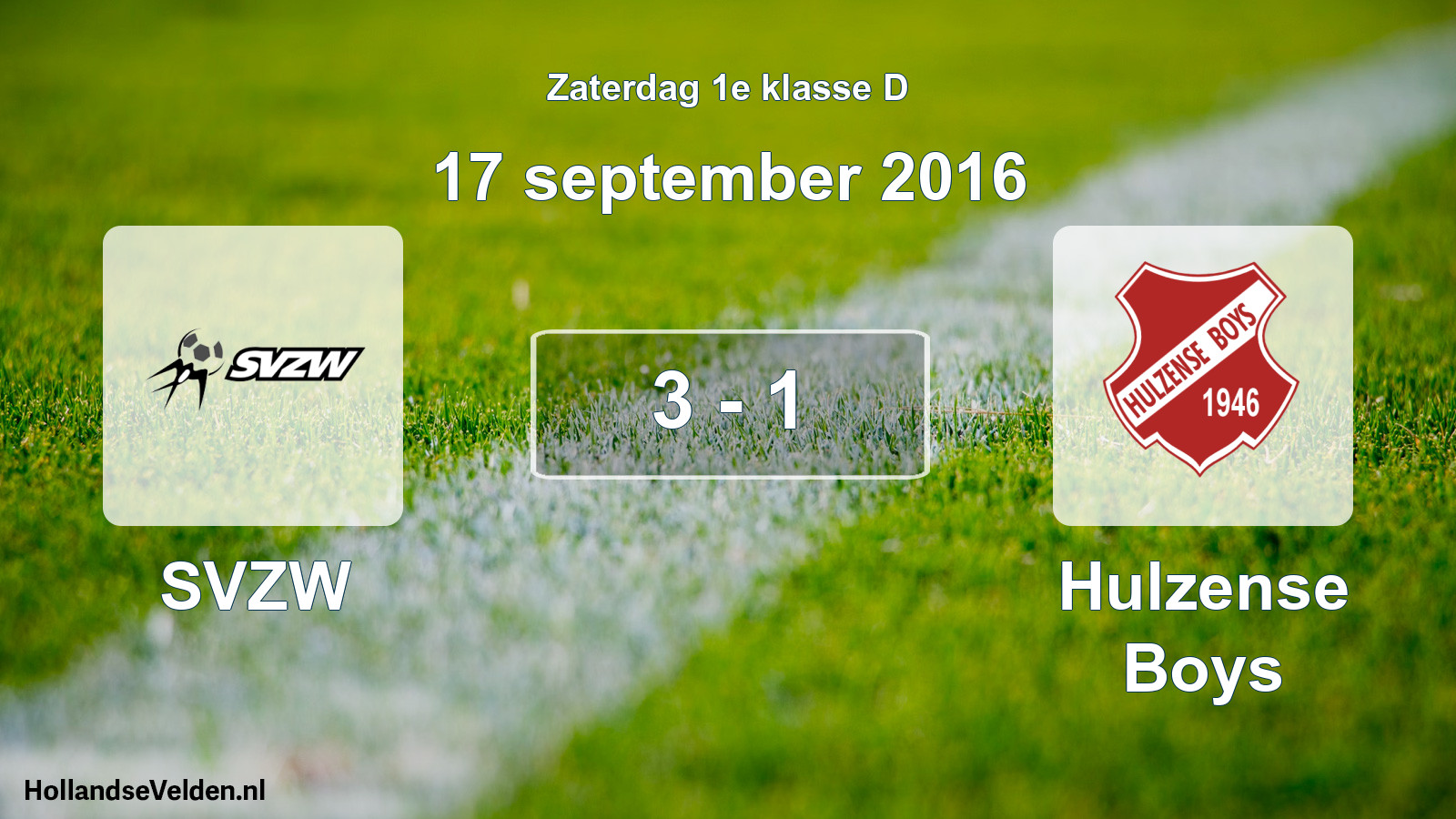 Gespeelde wedstrijd: SVZW - Hulzense Boys 3 - 1 (17 september 2016)