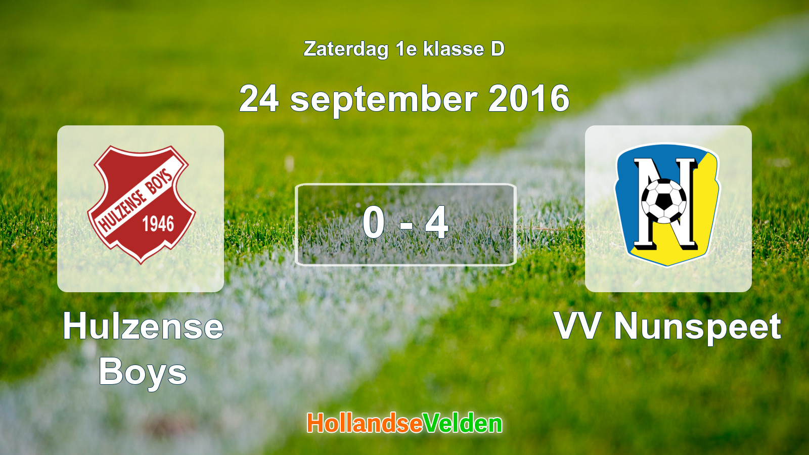 Gespeelde wedstrijd: Hulzense Boys - VV Nunspeet 0 - 4 (24 september 2016)
