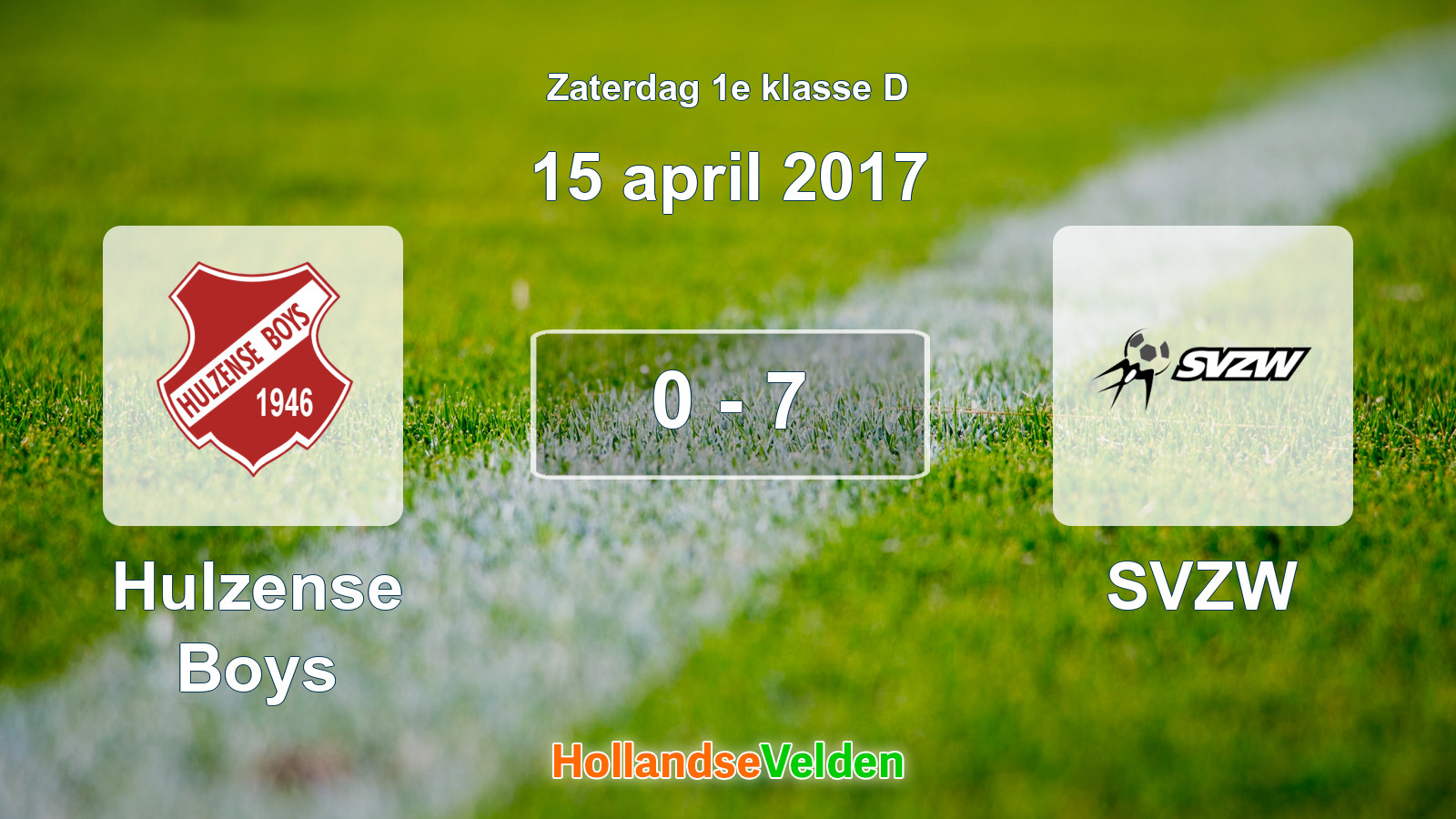 Gespeelde wedstrijd: Hulzense Boys - SVZW 0 - 7 (15 april 2017)