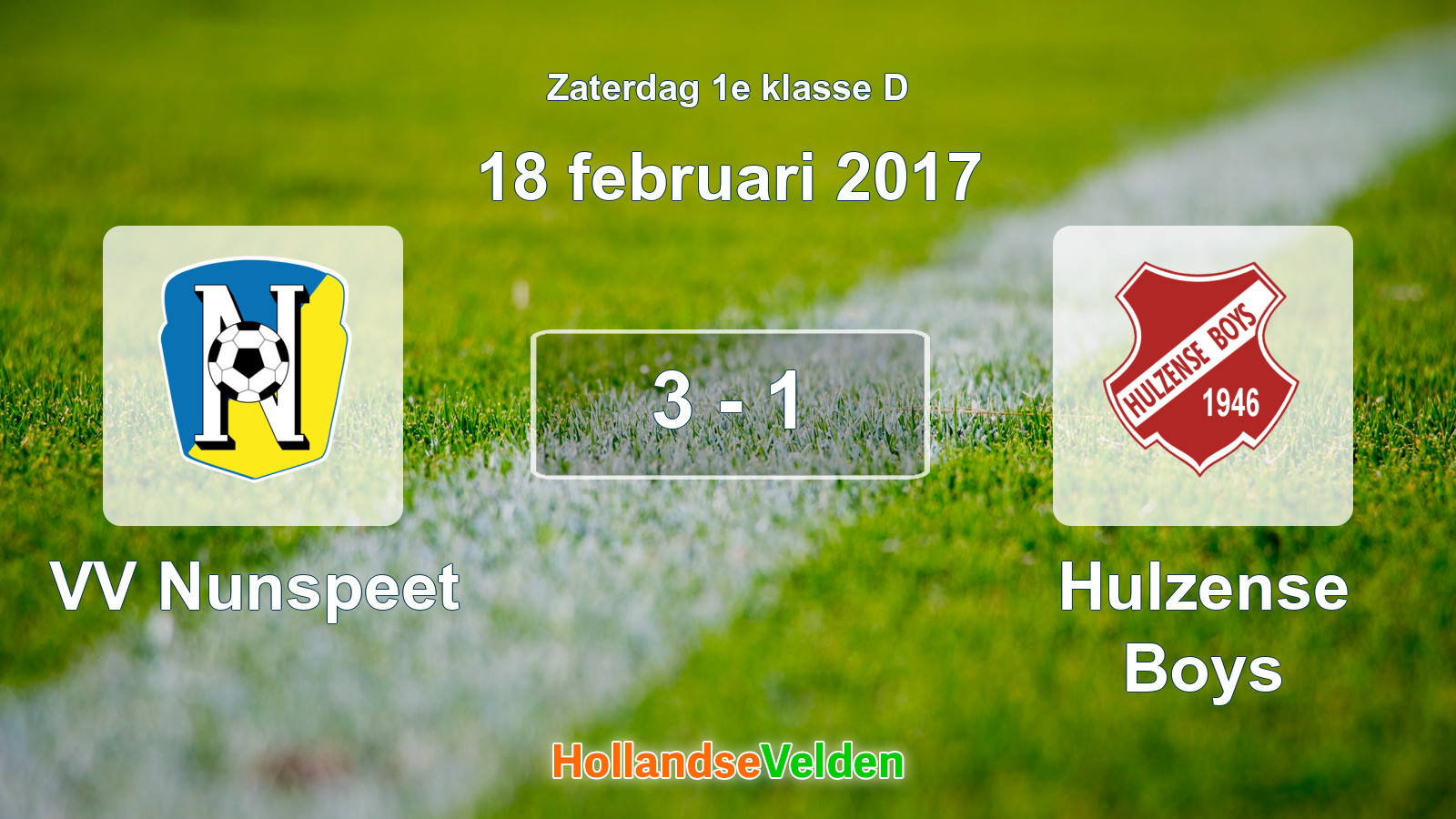 Gespeelde wedstrijd: VV Nunspeet - Hulzense Boys 3 - 1 (18 februari 2017)