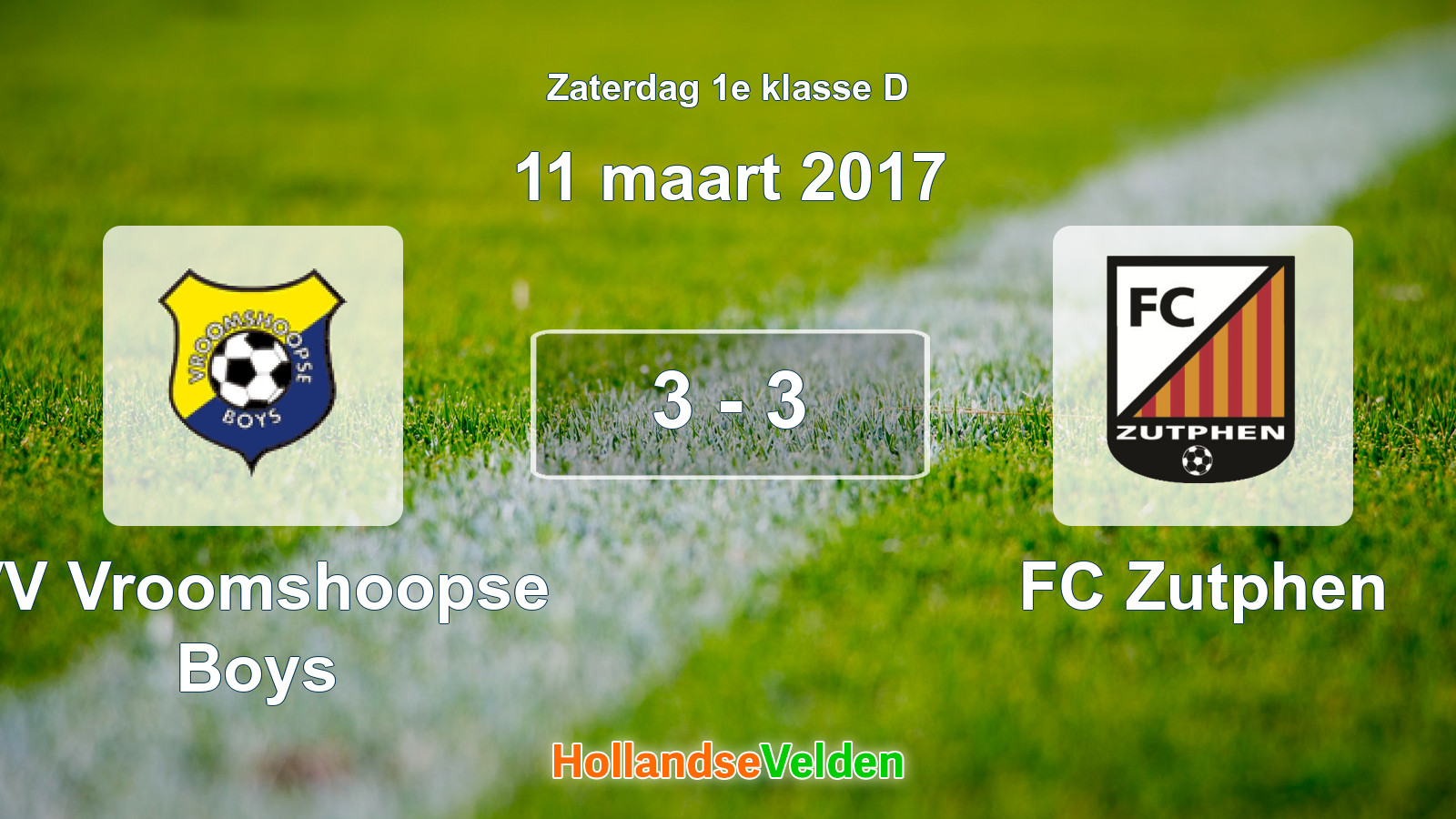 Gespeelde wedstrijd: VV Vroomshoopse Boys - FC Zutphen 3 - 3 (11 maart 2017)
