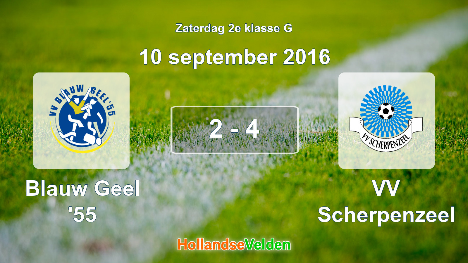 Gespeelde wedstrijd: Blauw Geel '55 - VV Scherpenzeel 2 - 4 (10 september 2016)