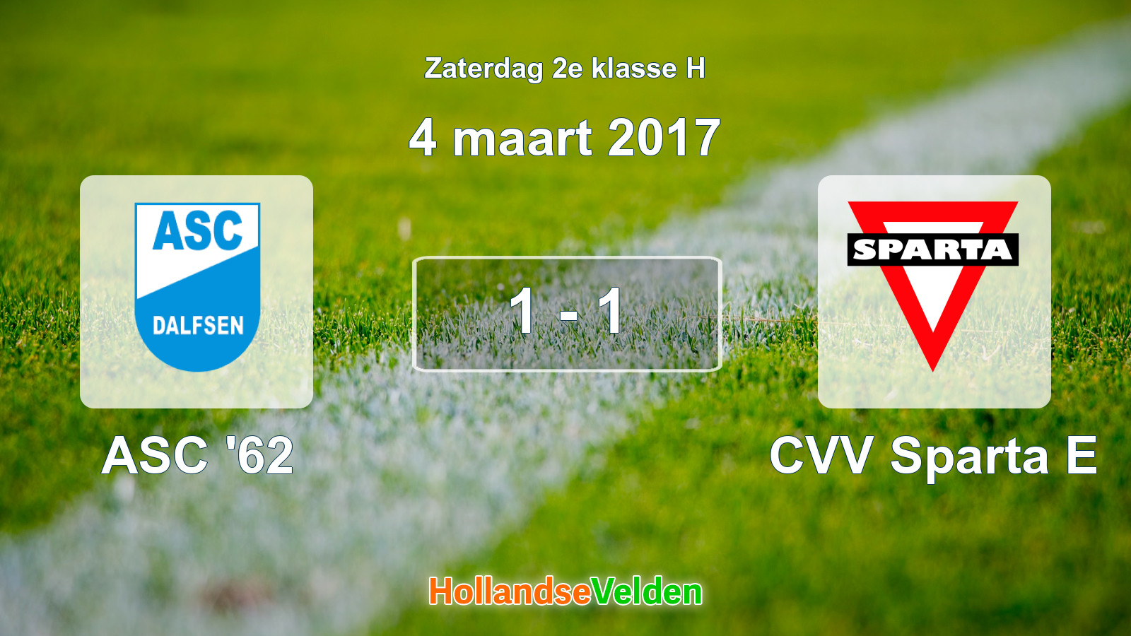 Gespeelde wedstrijd: ASC '62 - CVV Sparta E 1 - 1 (4 maart 2017)