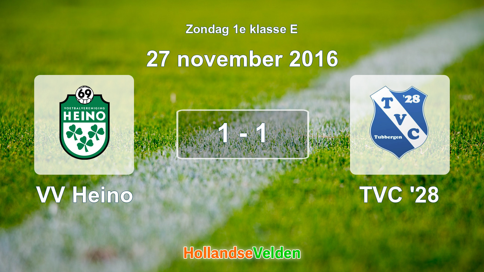 Gespeelde wedstrijd: VV Heino - TVC '28 1 - 1 (27 november 2016)