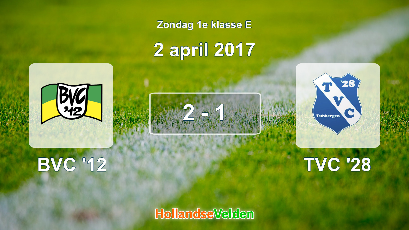 Gespeelde wedstrijd: BVC '12 - TVC '28 2 - 1 (2 april 2017)