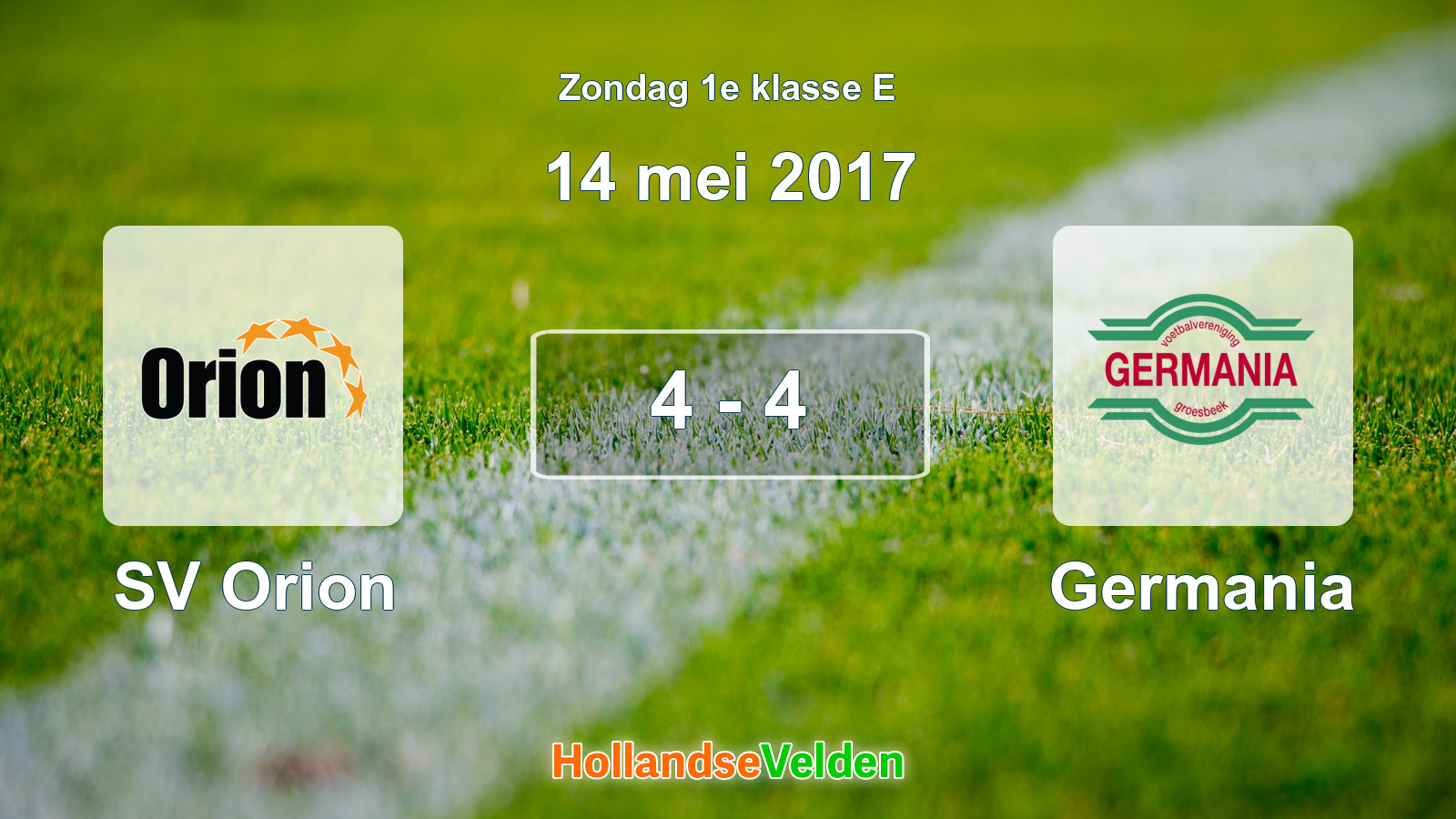 Gespeelde wedstrijd: SV Orion - Germania 4 - 4 (14 mei 2017)