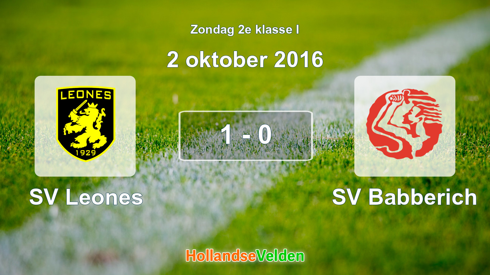 Gespeelde wedstrijd: SV Leones - SV Babberich 1 - 0 (2 oktober 2016)