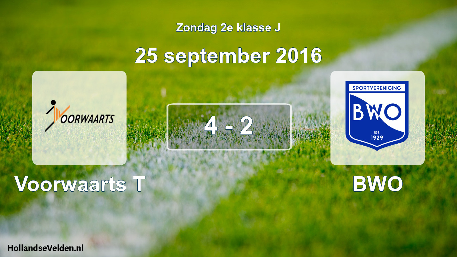 Gespeelde wedstrijd: Voorwaarts T - BWO 4 - 2 (25 september 2016)