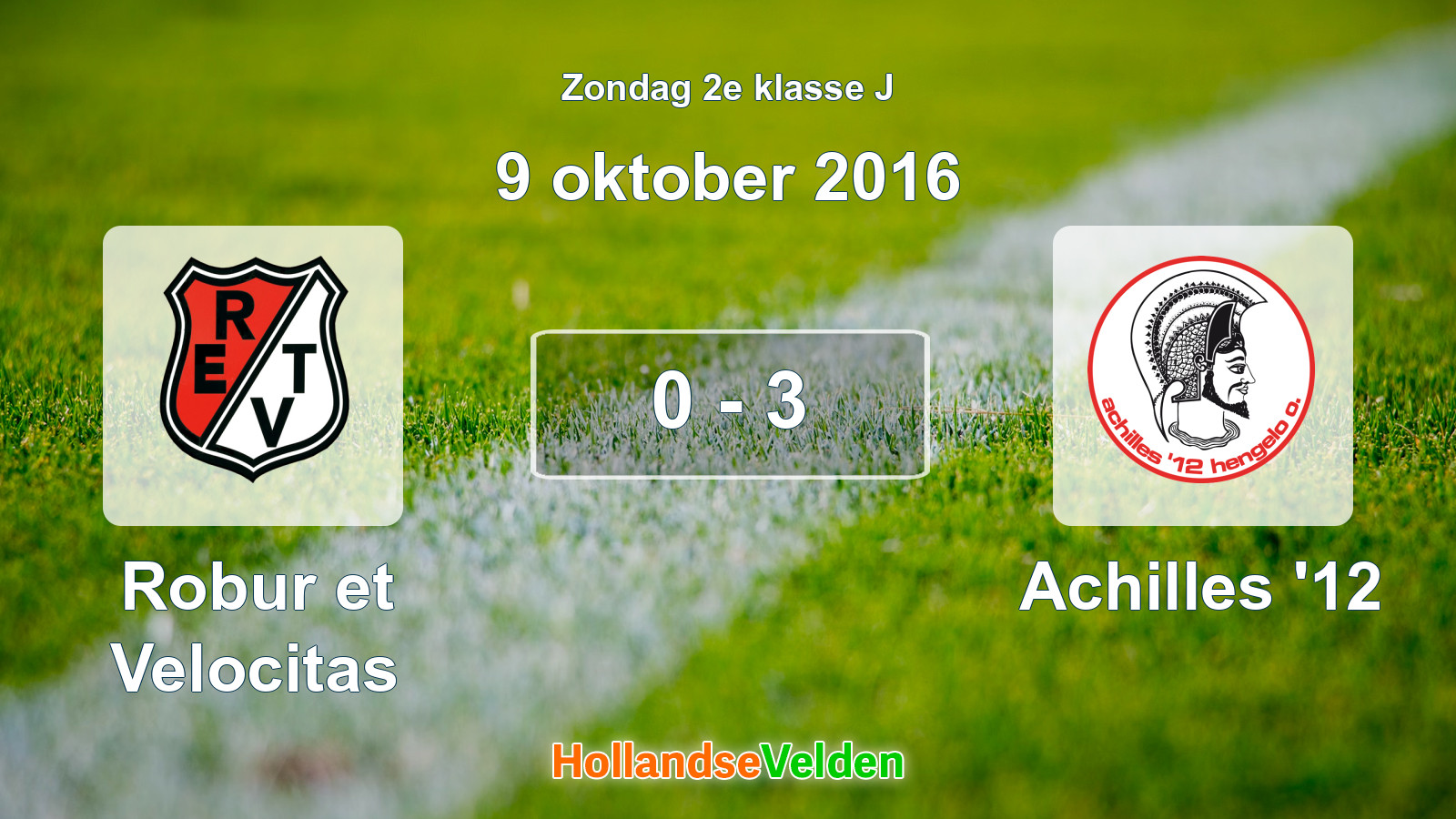 Gespeelde wedstrijd: Robur et Velocitas - Achilles '12 0 - 3 (9 oktober 2016)
