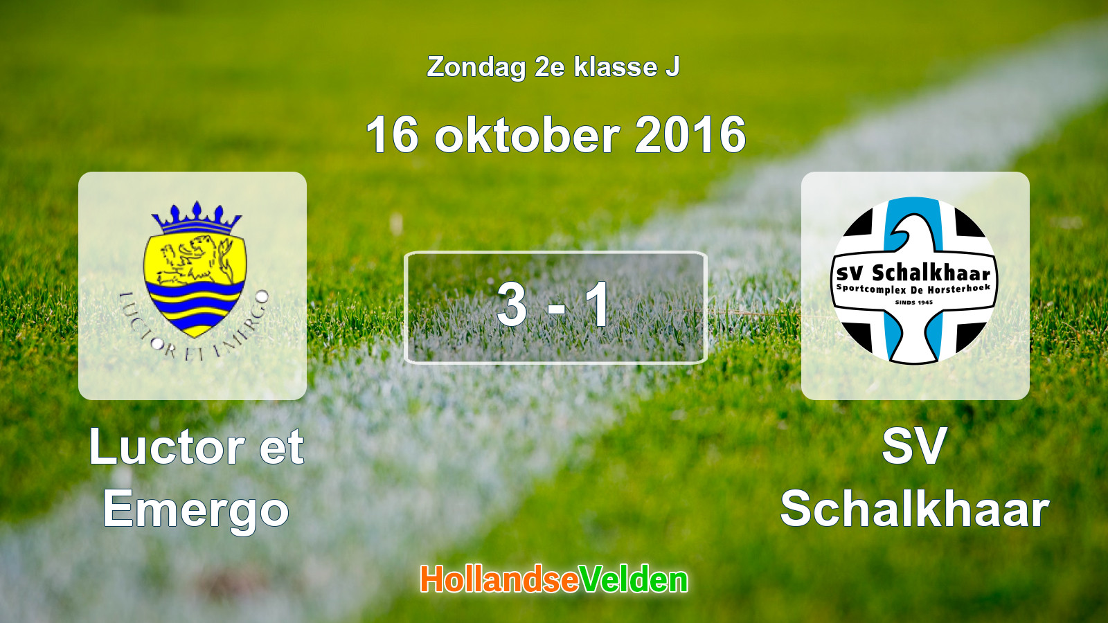 Gespeelde wedstrijd: Luctor et Emergo - SV Schalkhaar 3 - 1 (16 oktober 2016)