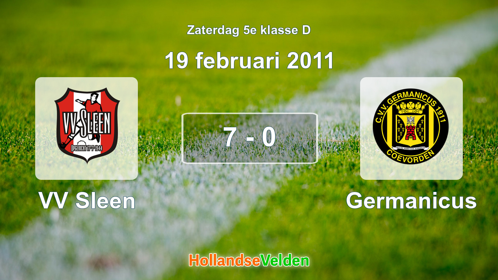 Gespeelde wedstrijd: VV Sleen - Germanicus 7 - 0 (19 februari 2011)