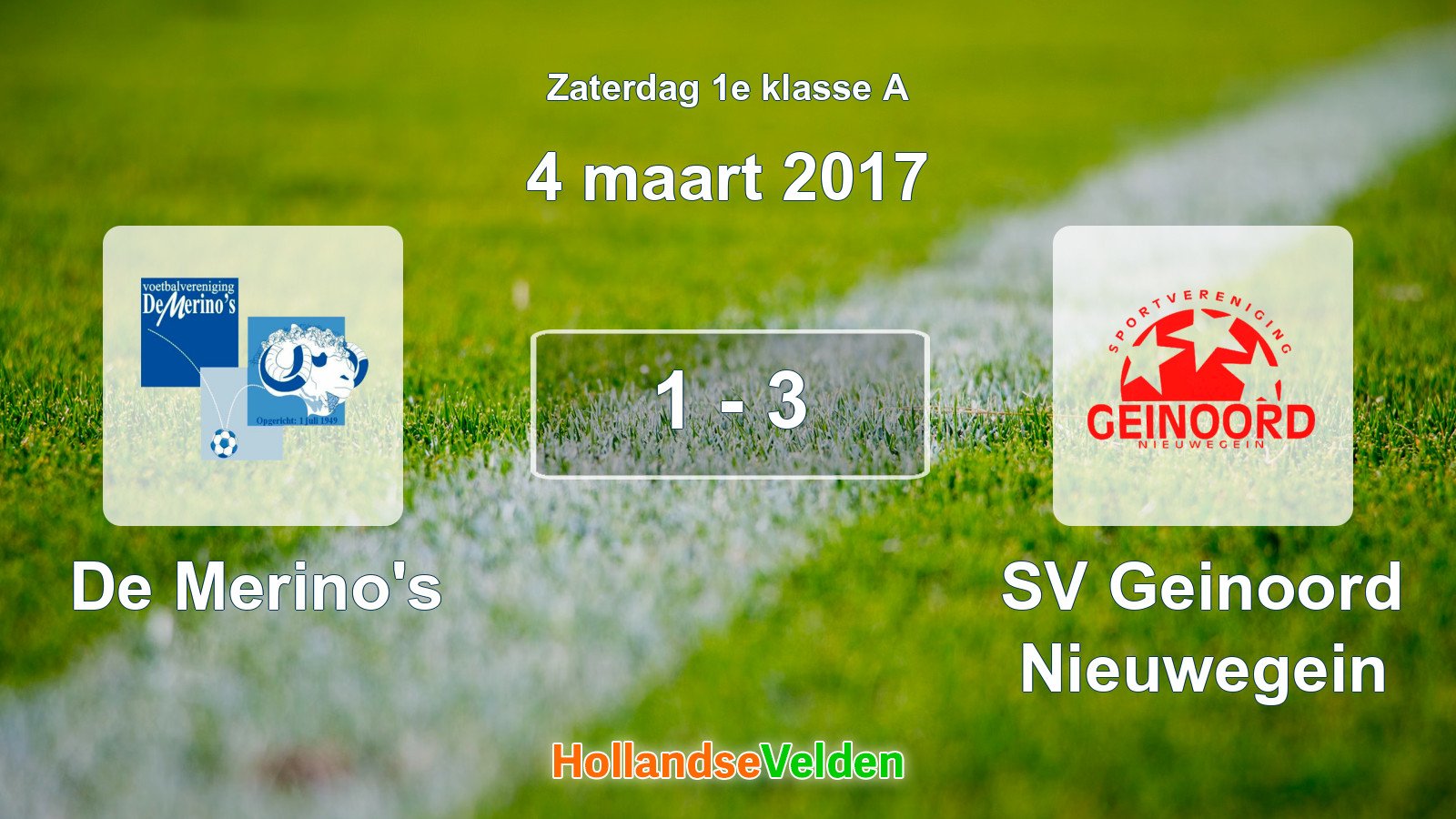 Gespeelde wedstrijd: De Merino's - SV Geinoord Nieuwegein 1 - 3 (4 maart 2017)