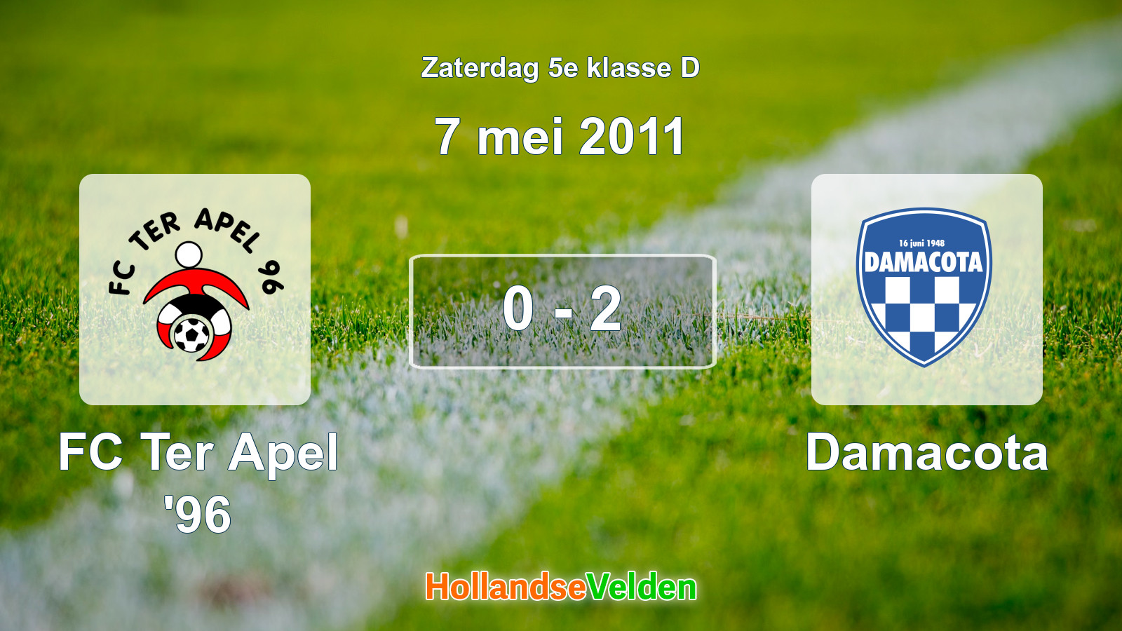 Gespeelde wedstrijd: FC Ter Apel '96 - Damacota 0 - 2 (7 mei 2011)